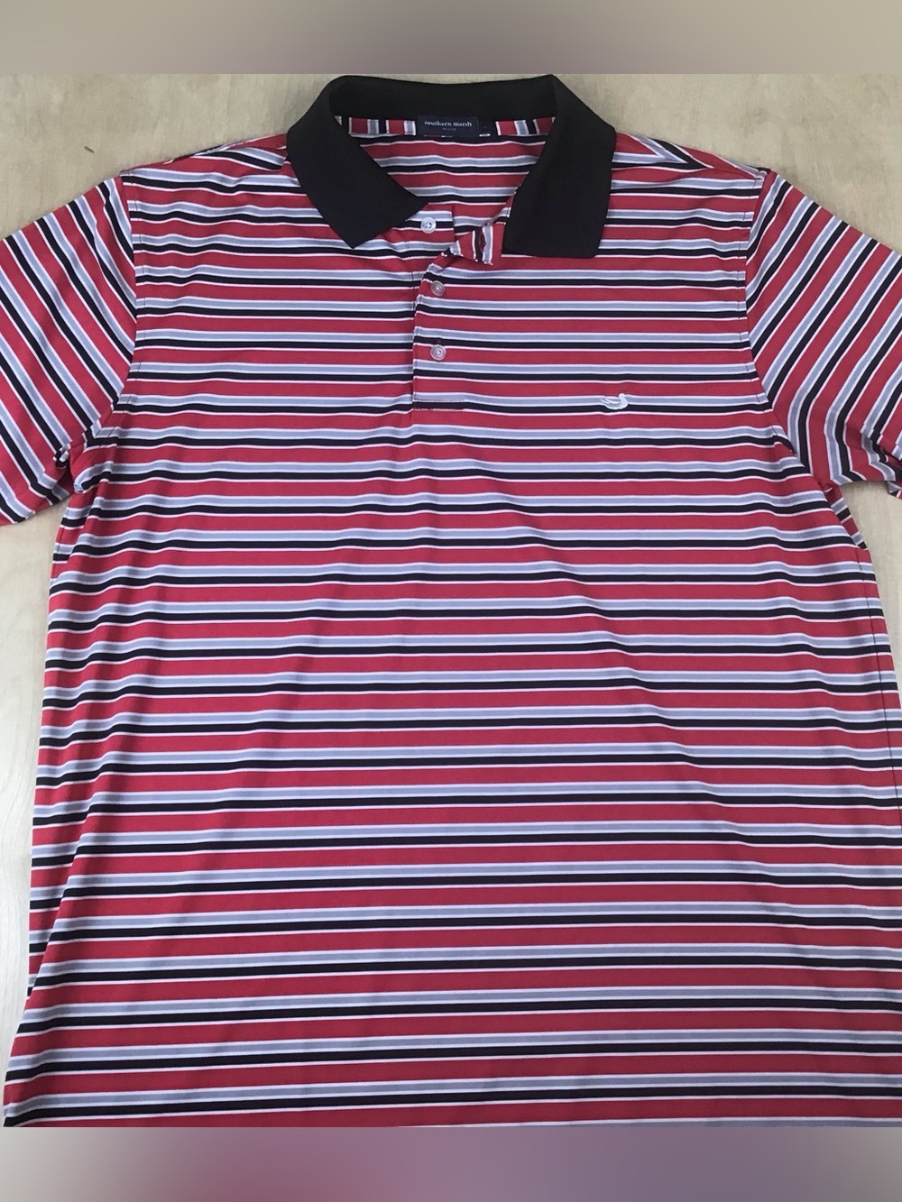 Southern Marsh Mens Medium Performance Stretch Golf Polo Shirt Blue White